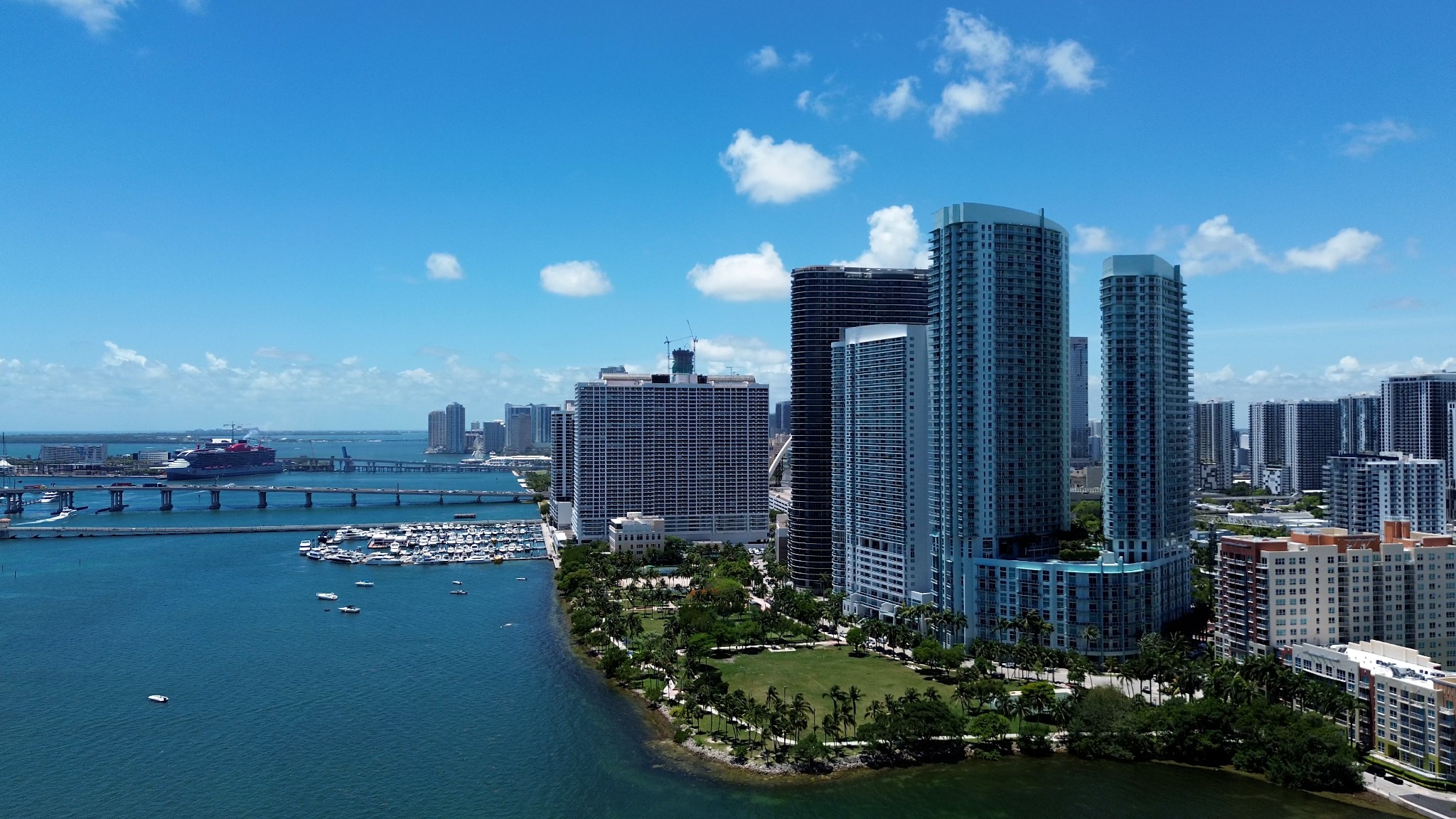 Margaret Pace Park and Edgewater from the air