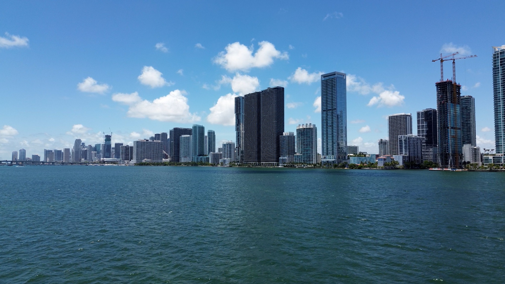 Wide panorama of Edgewater across Biscayne Bay